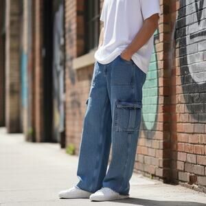 Urban Outfitters BDG Men's Baggy Fit Skate Cargo Jeans Denim Medium Wash - 30